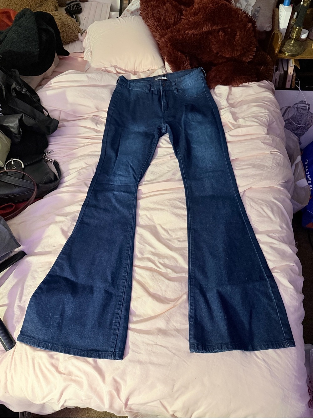 Fashion Nova High Waisted Dark Blue Flared Jeans